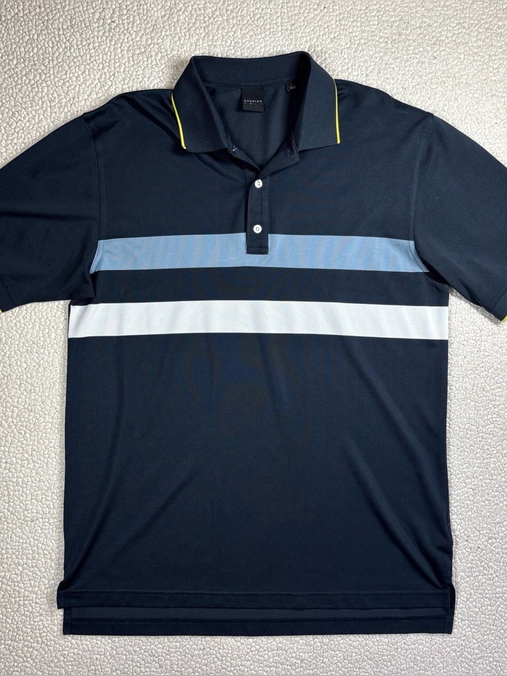Dunning Golf Polo Shirt Men’s Large Navy Blue Performance Stretch Short Sleeve